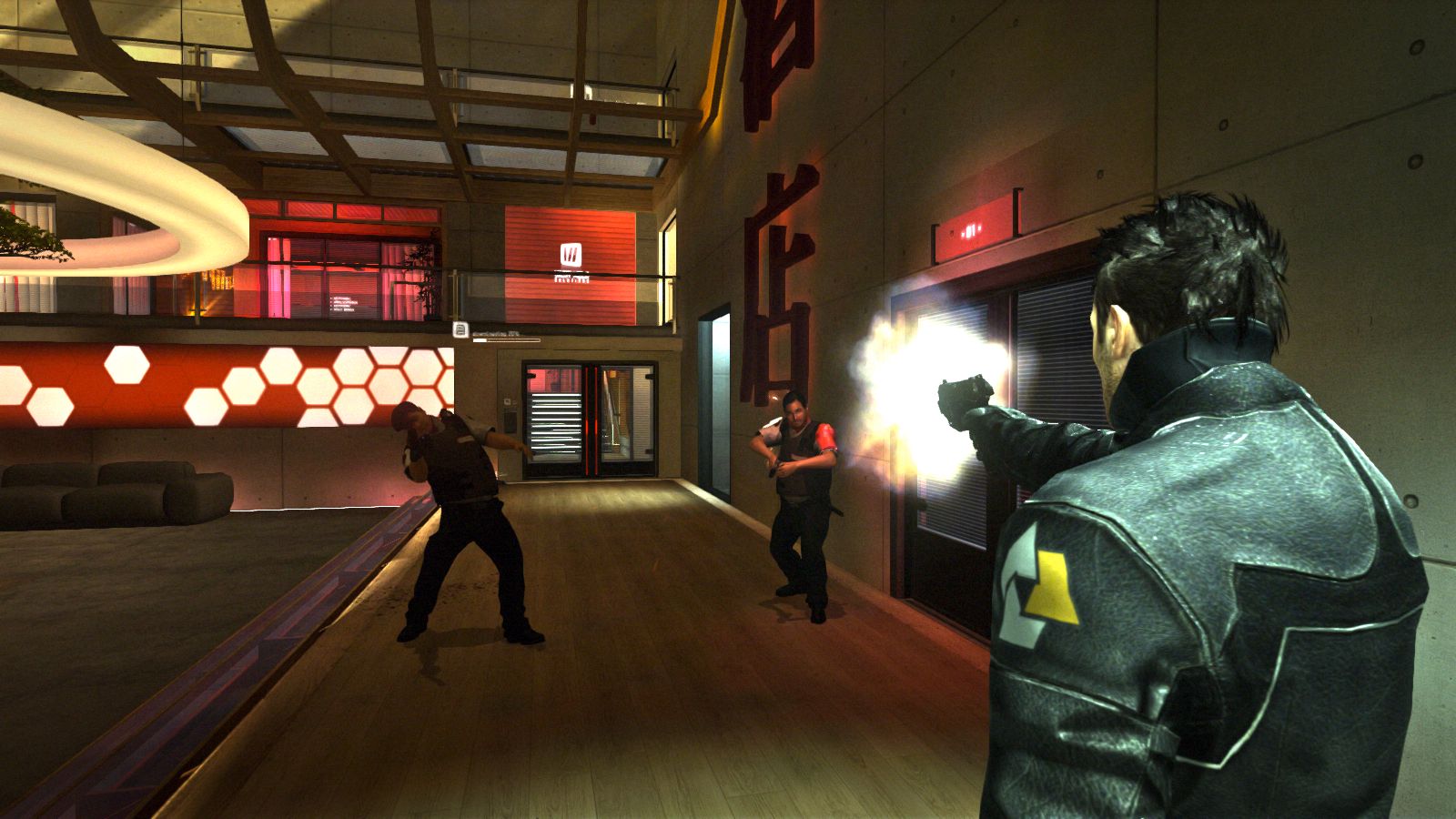 Shooting down NPCs in Syndicate 2012.