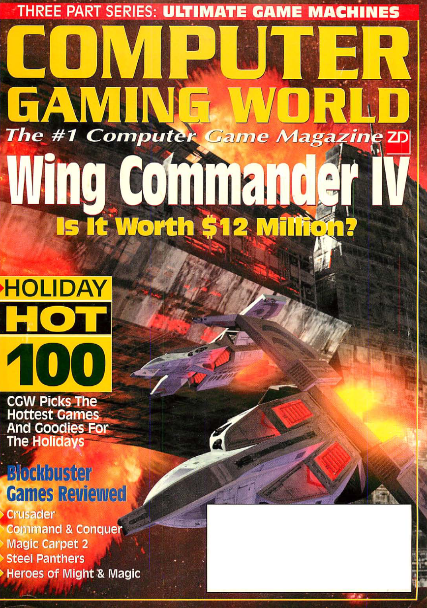CGW cover with a picture of a spaceship, asking if Wing Commander is worth 12 million.