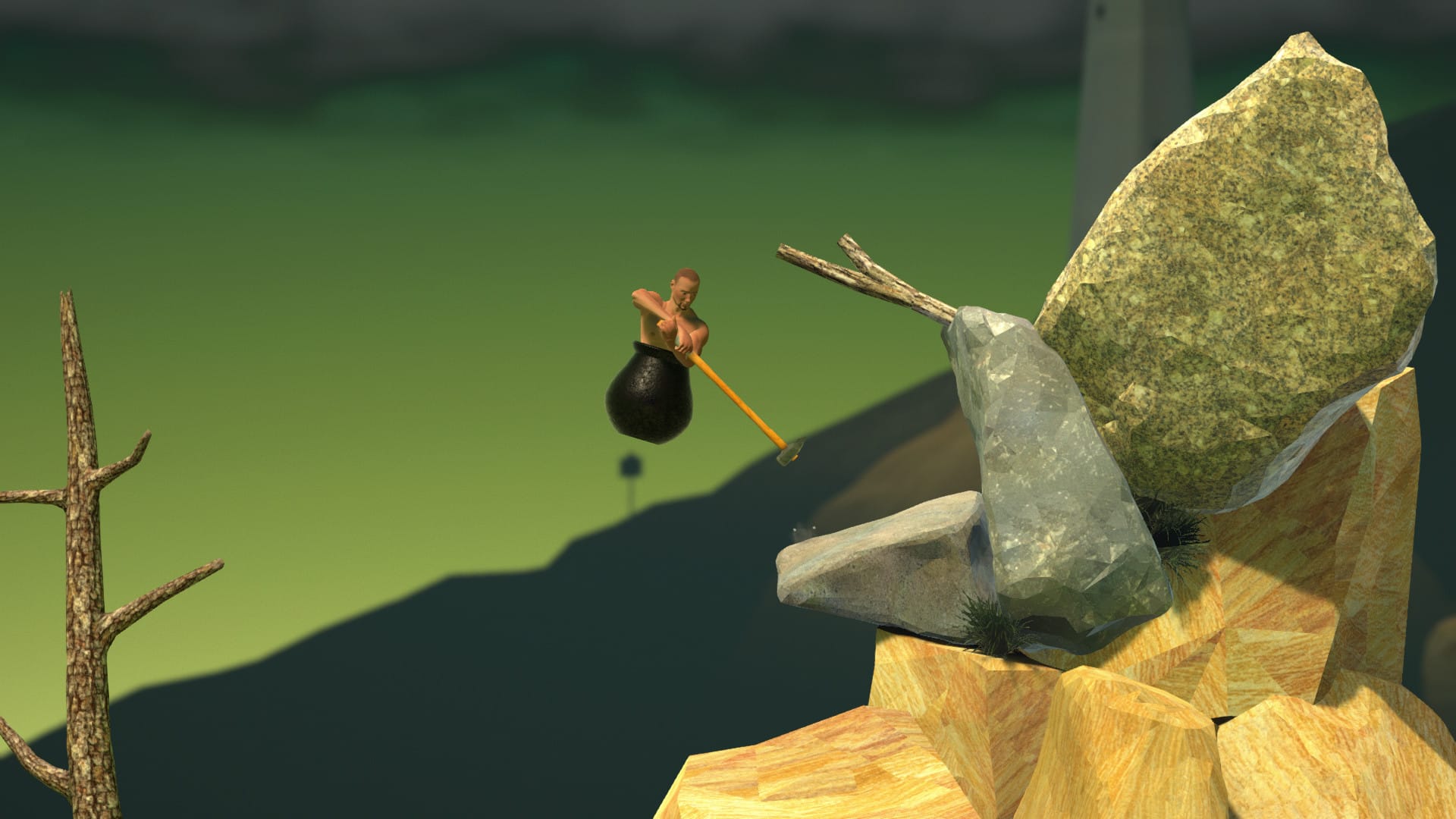 A screen shot from the video game Getting Over It