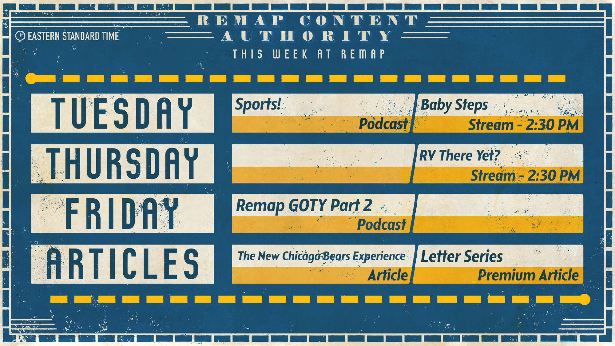 The upcoming week for Remap