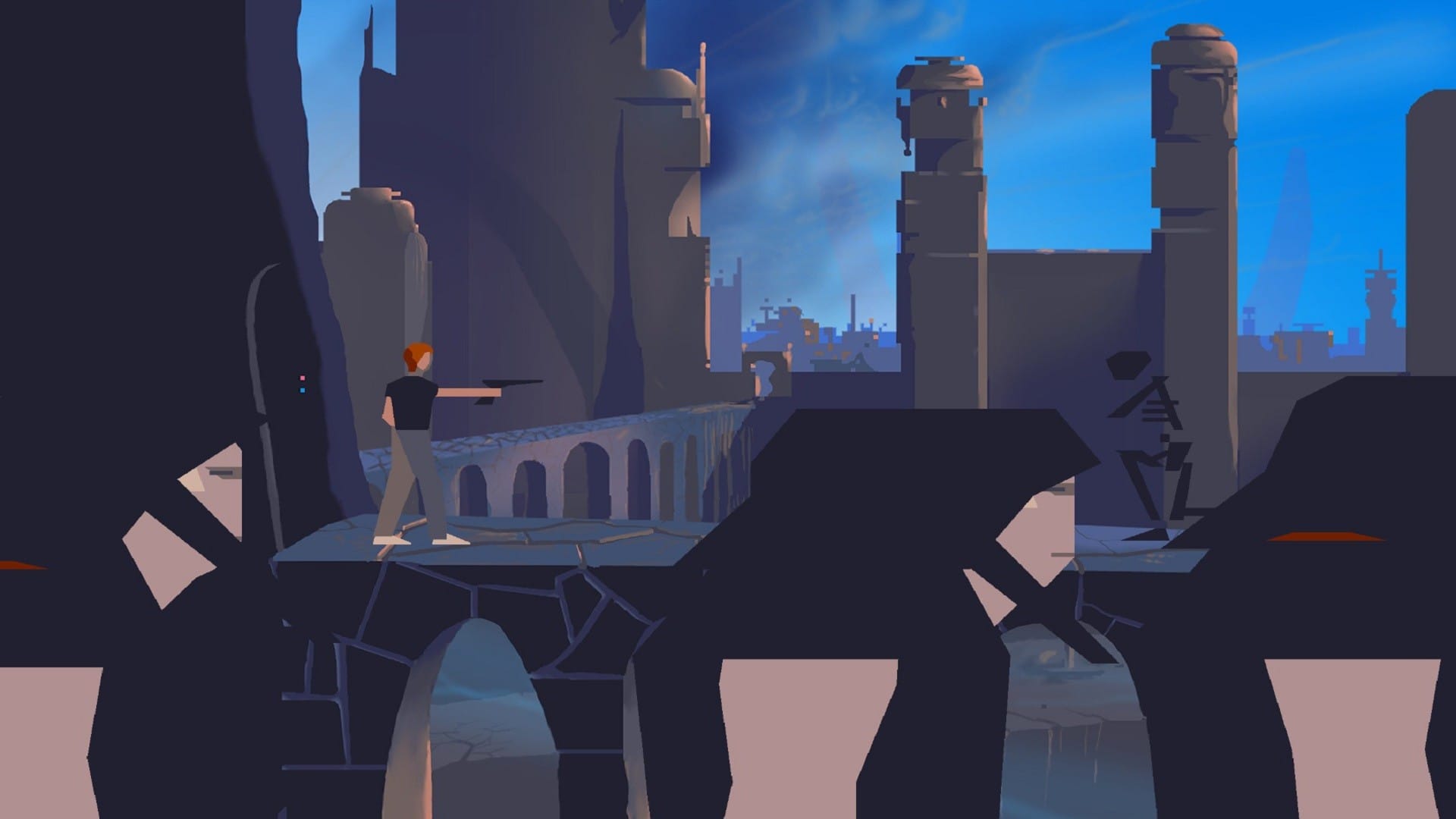 A screen shot from the video game Another World (aka Out of this World)