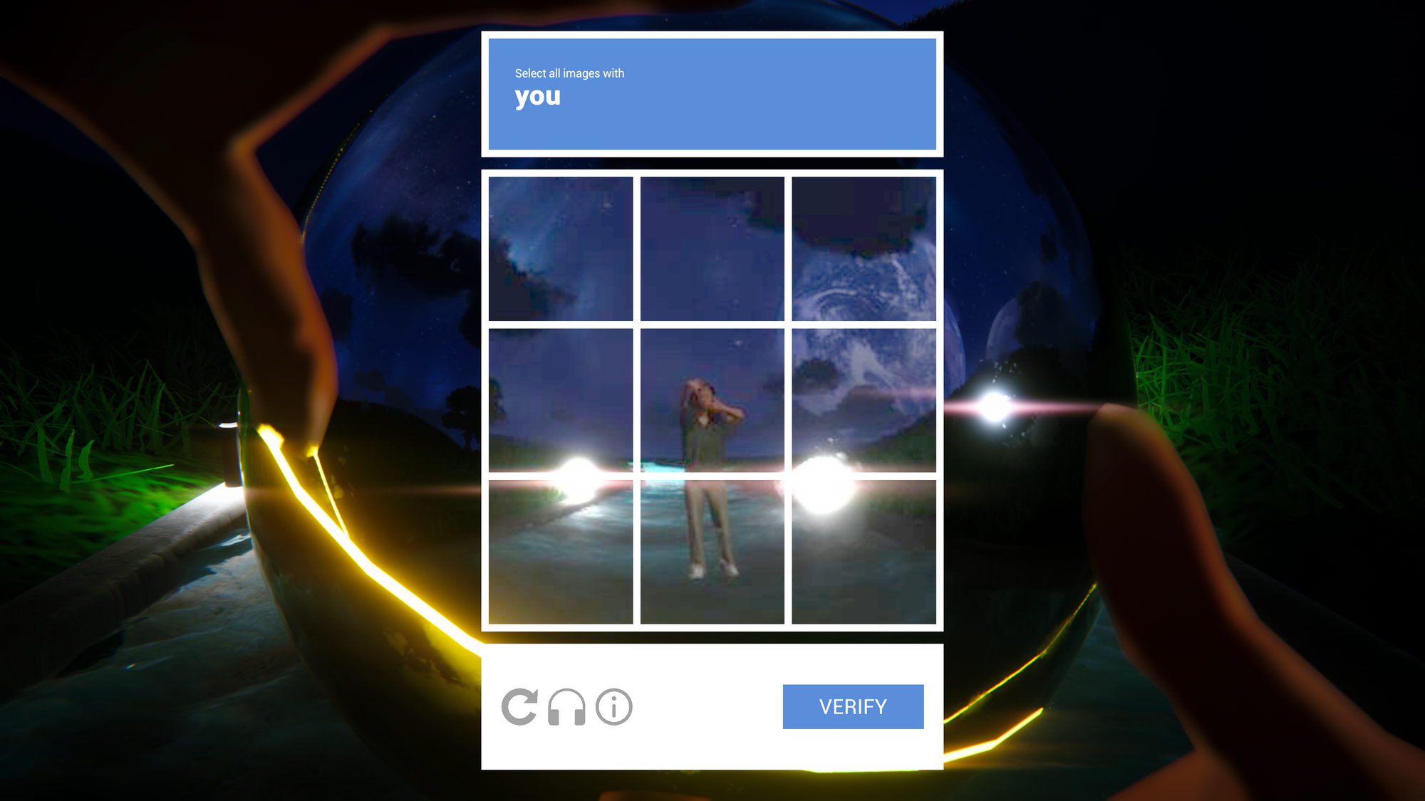 A screen shot from the video game Prove You're Human